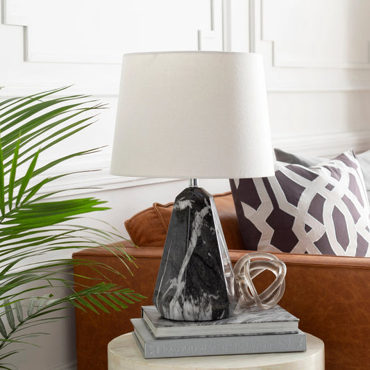 Destin - 19818 by Surya in n/a, white and base marbled. Made from linen, polyester, ceramic, metal - iron, 100% metal in a modern style.