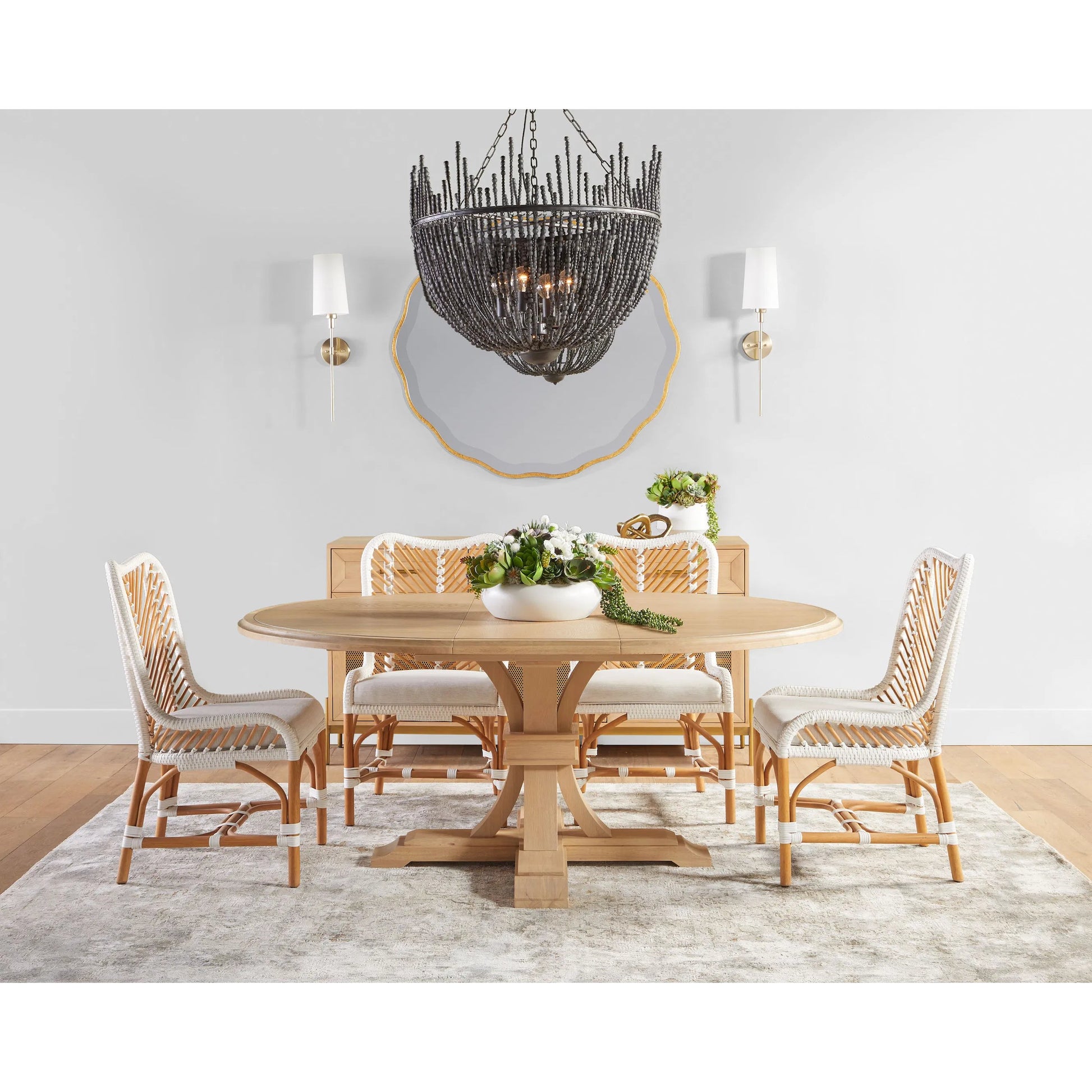 Devon Dining Table by Essentials For Living in natural gray. Made from solid acacia, acacia veneer in a cottage & farmhouse style.