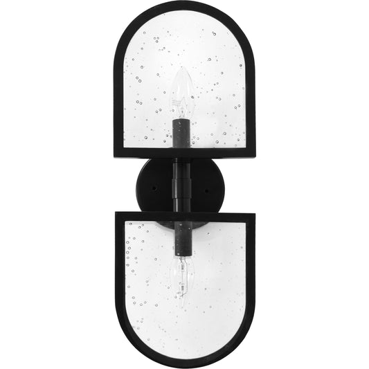 Dexter Sconce by Worlds Away in black. Made from metal, glass in a transitional style.