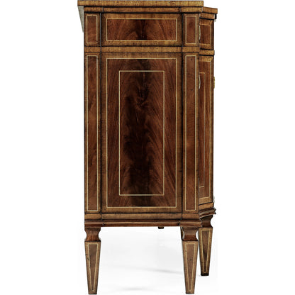 Buckingham Serpentine Mahogany Credenza by Jonathan Charles in brown and medium antique mahogany. Made from acacia in a traditional style.