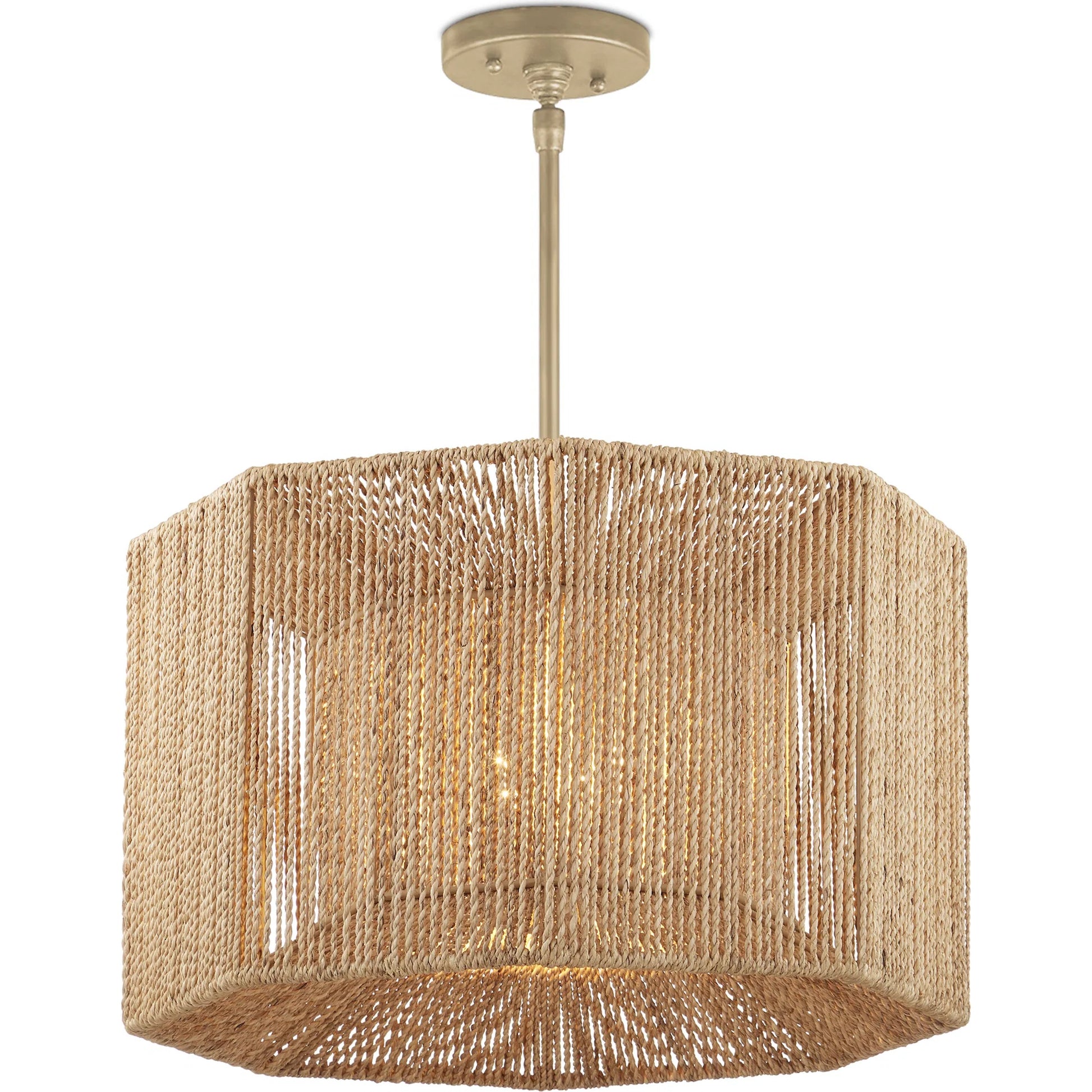 Mereworth Rope Chandelier by Currey and Company in beige, natural. Made from wrought iron, abaca rope in a coastal style.