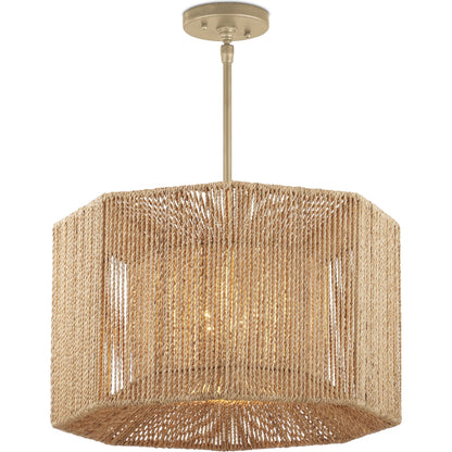 Mereworth Rope Chandelier by Currey and Company in beige, natural. Made from wrought iron, abaca rope in a coastal style.