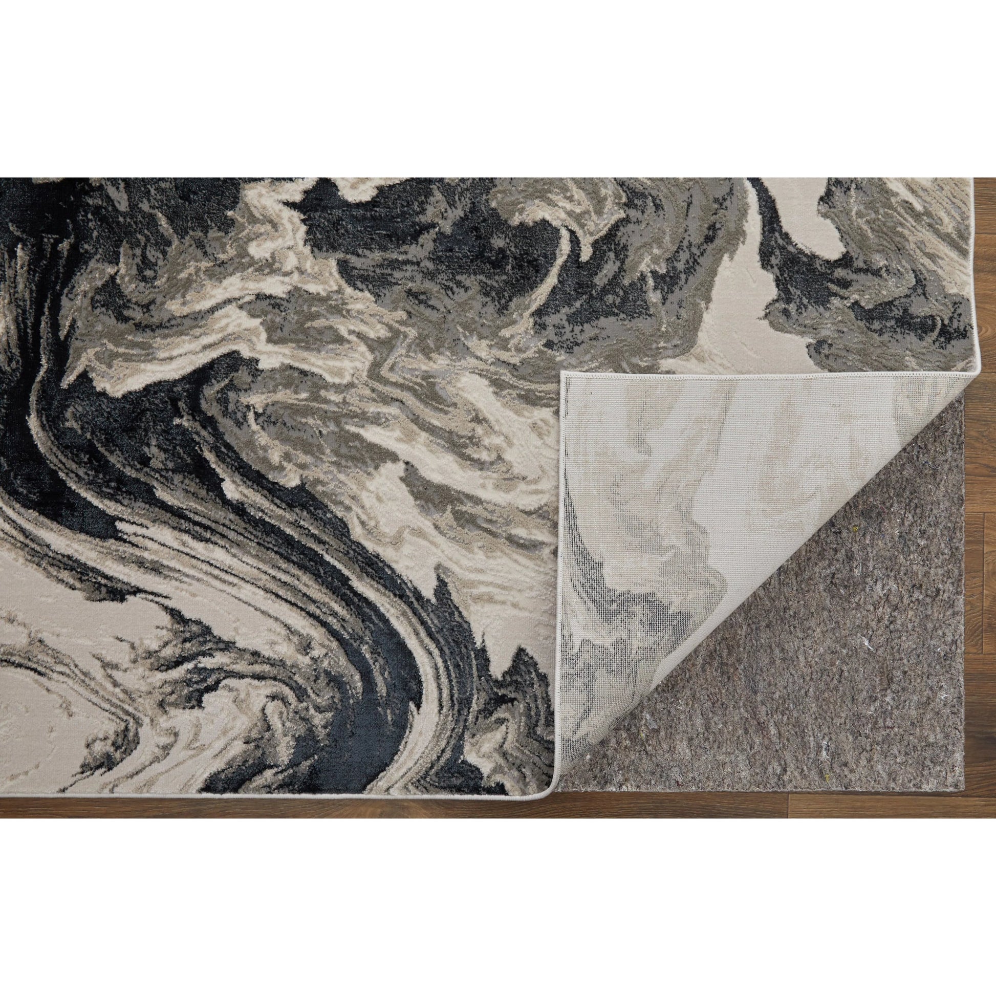 Micah Rug - 39LPF by Feizy in ivory, black, taupe. Made from polyester, polypropylene in a unique style.