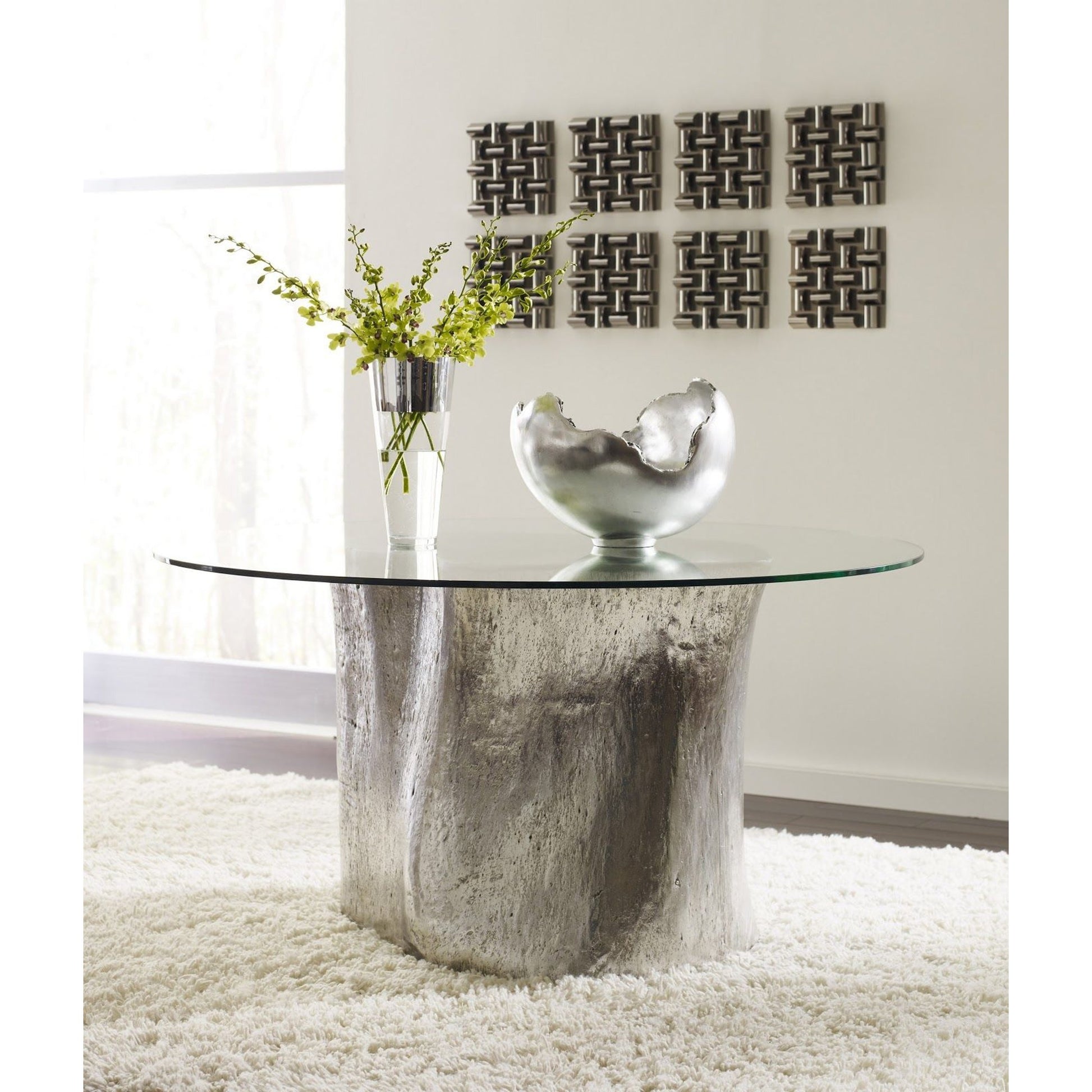 Arete Wall Tile by Phillips Collection in silver. Made from metal in a modern style.