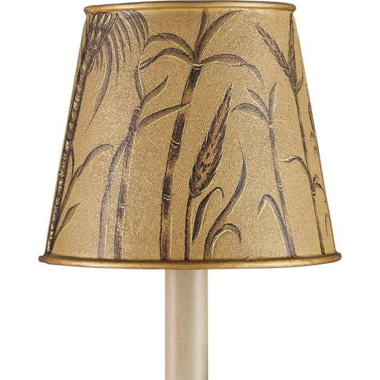 Jouy Tapered Chandelier Shade by Currey and Company in beige and gold. Made from metal in a cottage & farmhouse style.