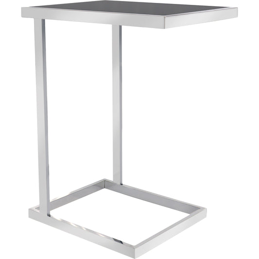 Luxe C Table by Pasargad Home in chrome and black. Made from glass, steel in a modern style.