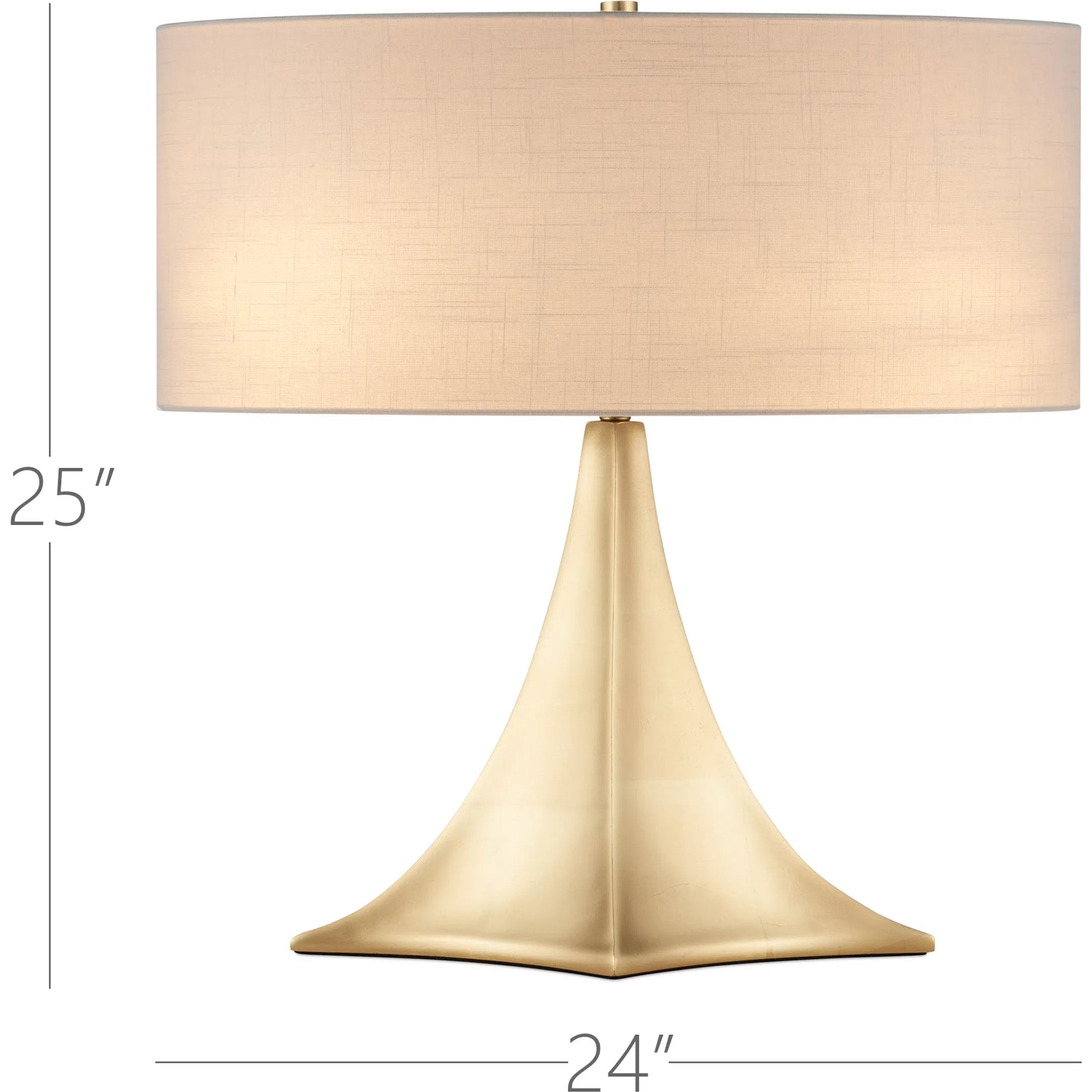 Cassia Table Lamp by Currey and Company in gold leaf. Made from composite in a modern style.