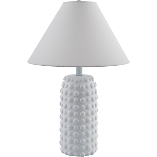 Diffa Accent Table Lamp by Livabliss in body: white; shade: white; finial: white; harp: metallic - nickel; cord: translucent and paintedpainted. Made from resin, linen, plastic in a unique style.