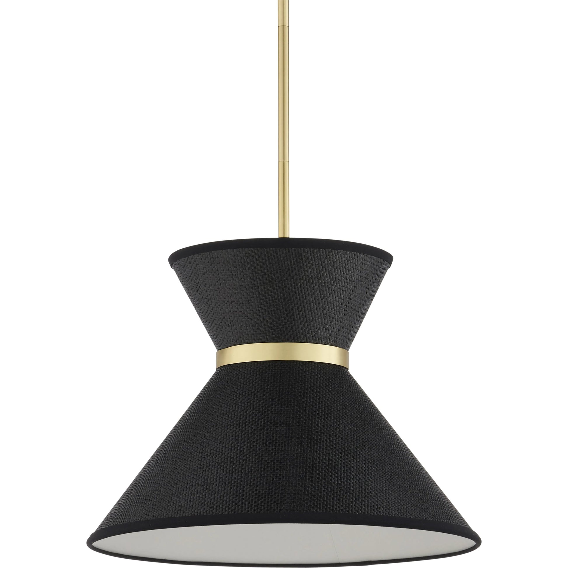 Avignon Pendant by Currey and Company in black, polished brass. Made from metal, paper in a modern style.
