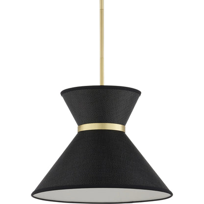 Avignon Pendant by Currey and Company in black, polished brass. Made from metal, paper in a modern style.