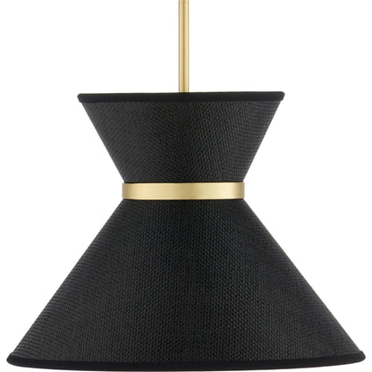 Avignon Pendant by Currey and Company in black, polished brass. Made from metal, paper in a modern style.