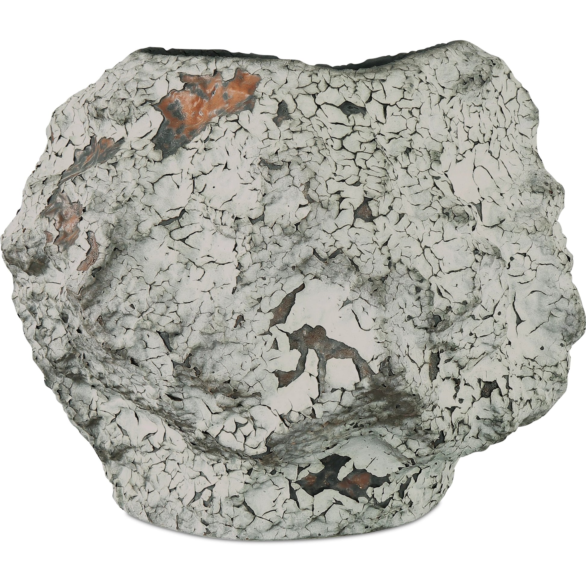 Grotesque Vase by Currey and Company in off-white, gray, burnt orange. Made from porcelain in a modern style.