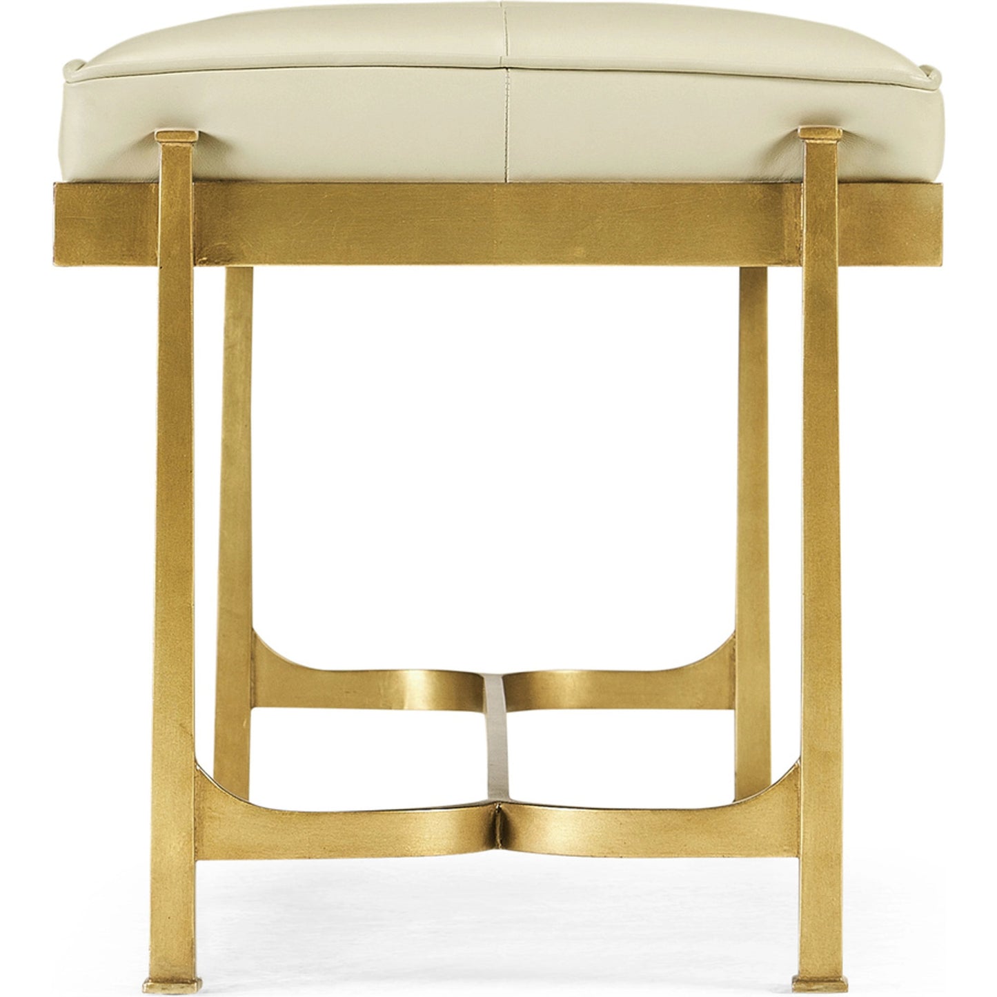 003 SI-1991046 | Additional Silo | Luxe Gilded Iron & Cream Leather Bench by Jonathan Charles in gilded gold. Made from iron in a modern style.