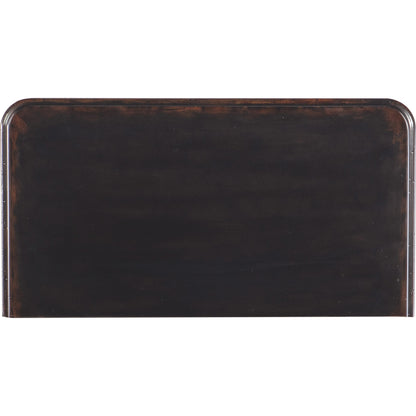 Charleston Two-Drawer Nightstand by Hooker Furniture in black cherry. Made from cherry veneers with solid-wood edge top in a transitional style.