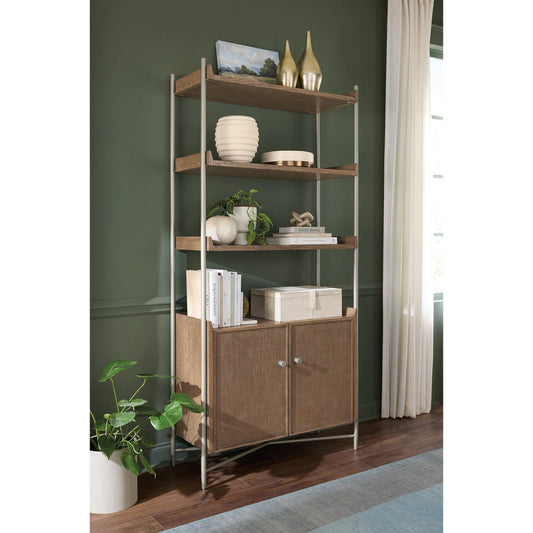 Sonnet Bookcase by Hooker Furniture in medium wood and wren. Made from unique in a unique style.