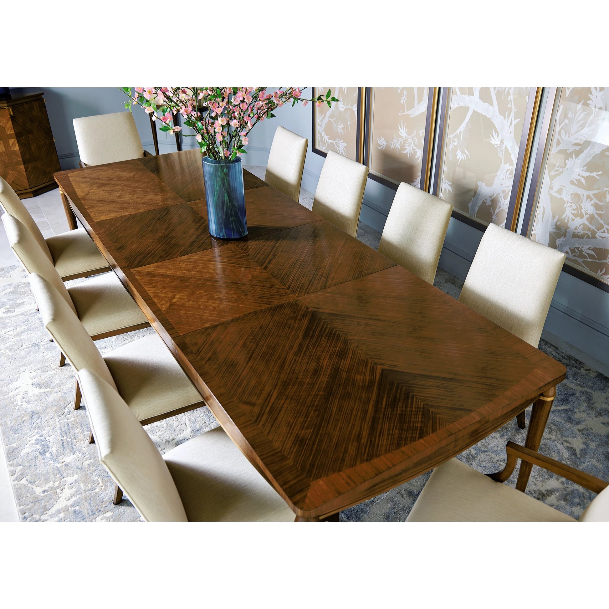 Toulouse Walnut Dining Table by Jonathan Charles in walnut. Made from walnut quarter figured veneer in a modern style.