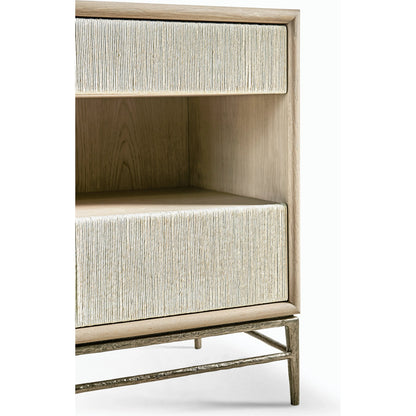Water Clapotis Danish Cord Nightstand by Jonathan Charles in bleached oak. Made from oak, danish cord, metal in a transitional style.