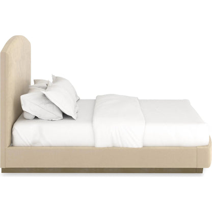 Artois Bed by Caracole in brushed gold paint. Made from asian hardwood in a transitional style.