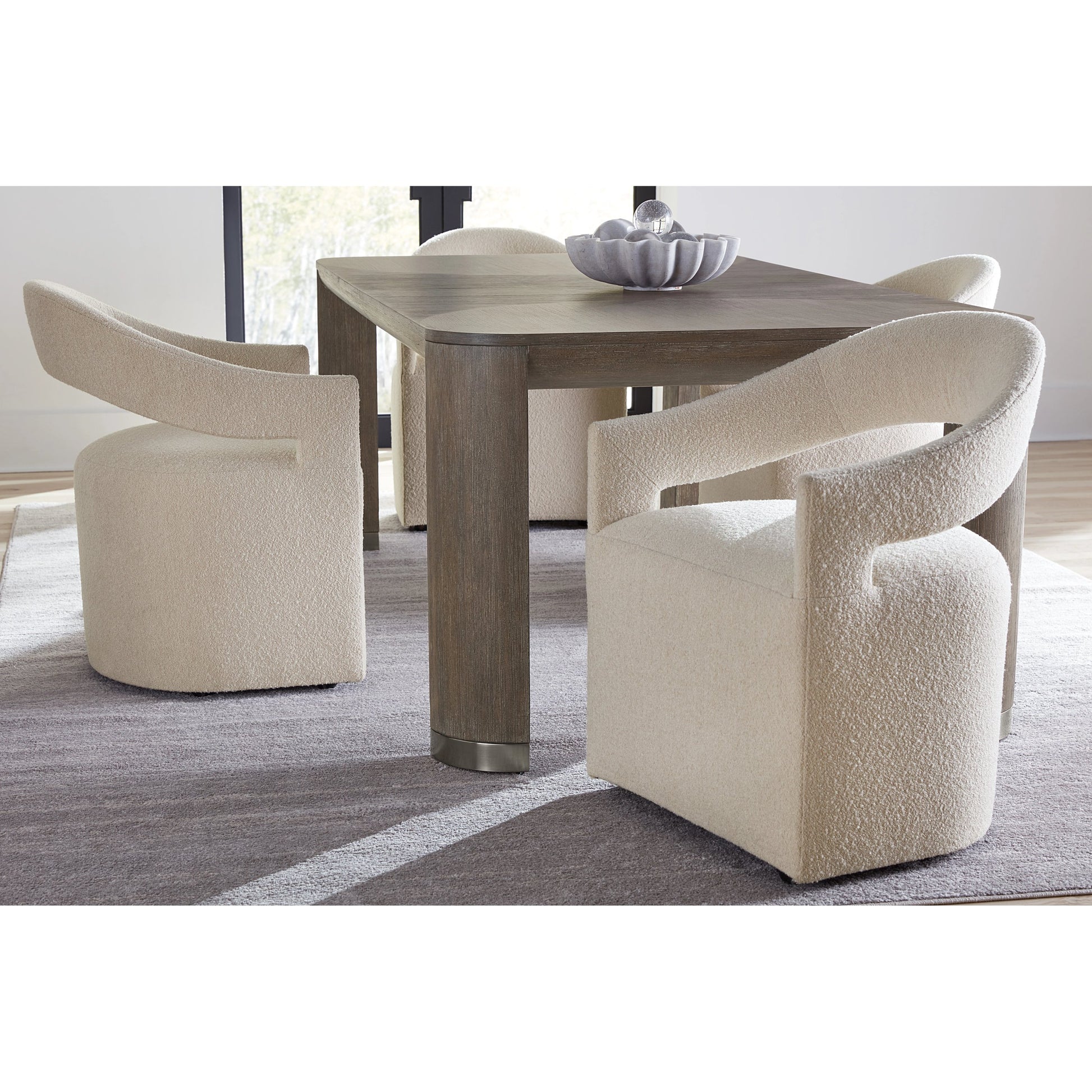 Modern Mood Leg Dining Table by Hooker Furniture. Made from oak veneers, metal in a modern style.