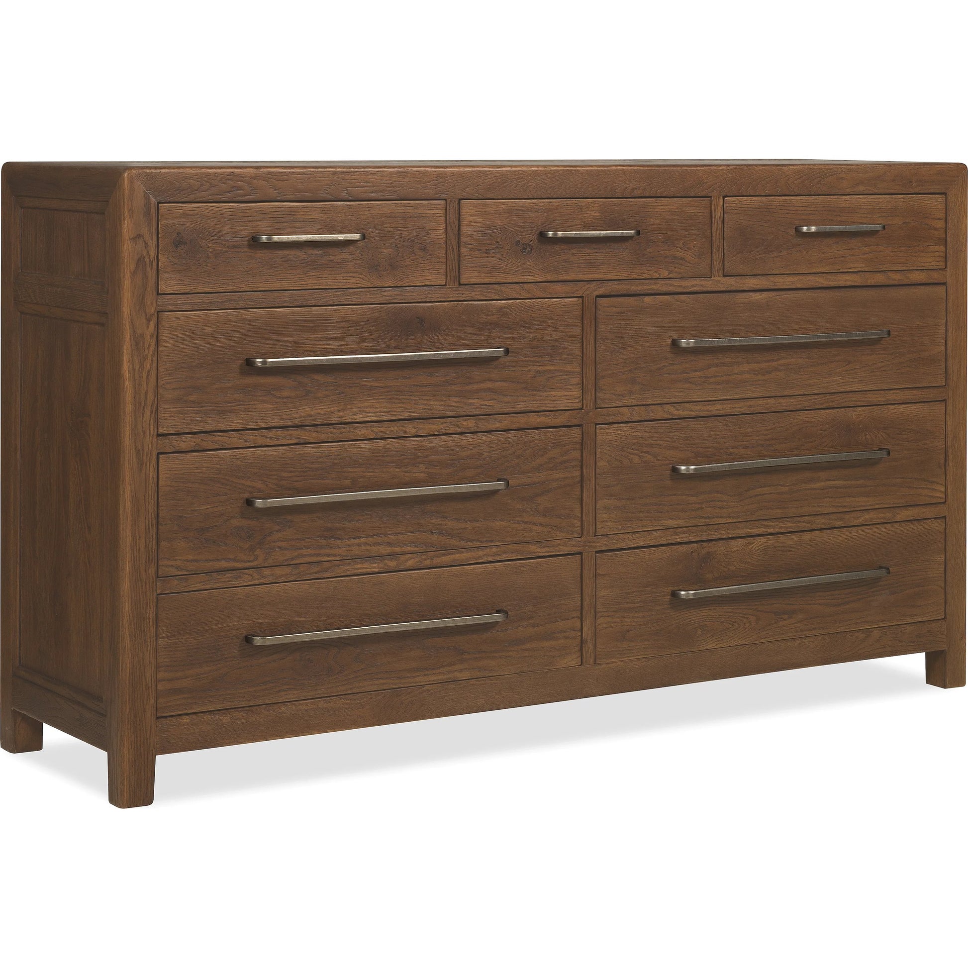 Driftwood Nine-Drawer Dresser by Hooker Furniture. Made from oak solids, oak veneers, cedar in a transitional style.