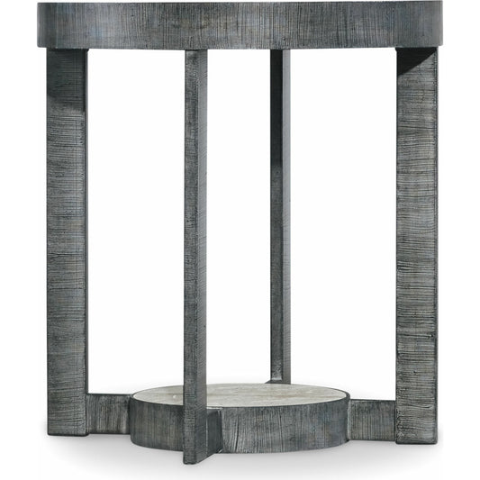 Mill Valley End Table by Hooker Furniture in grey. Made from travertine marble, metal in a modern style.