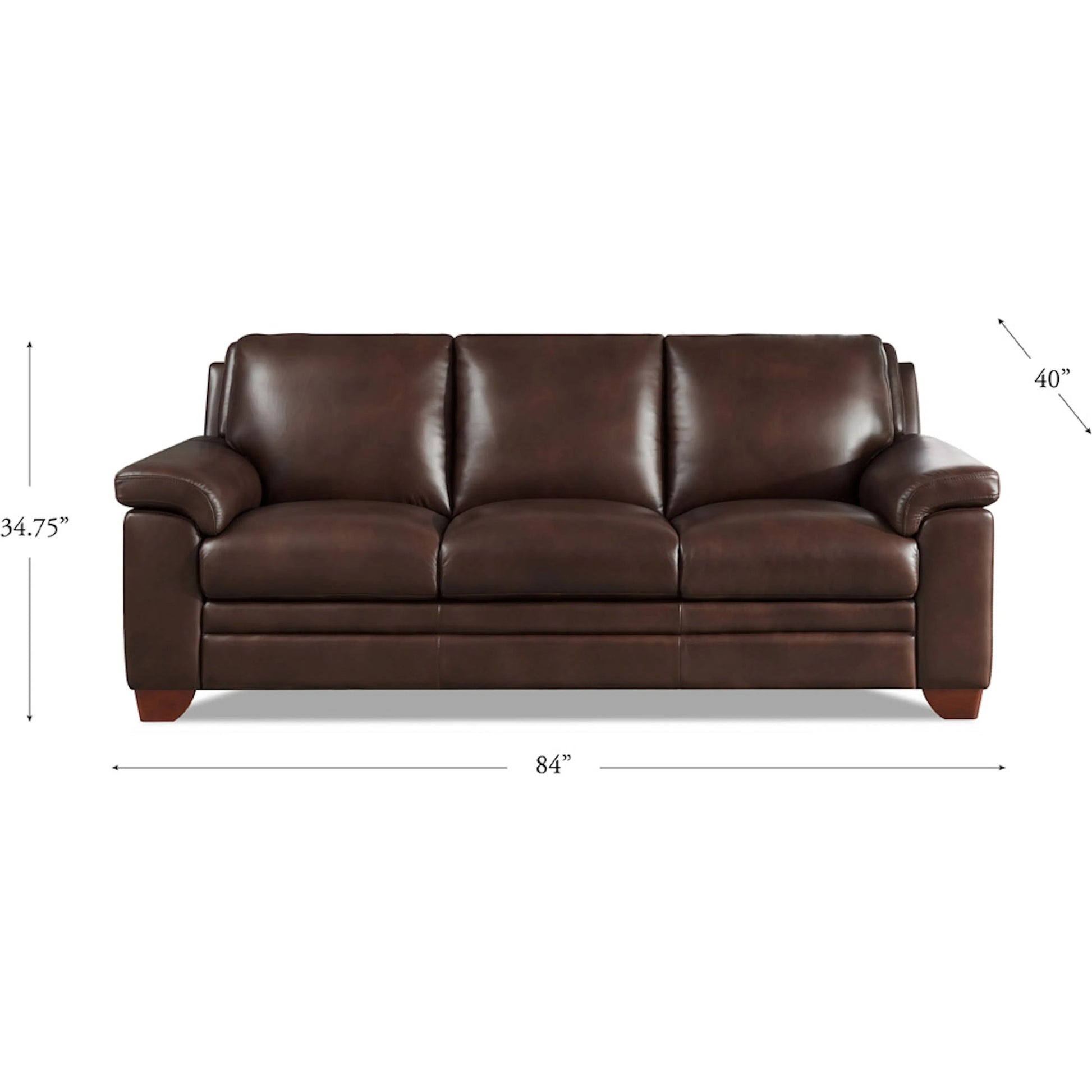 Magnum Sofa by Hydeline in chestnut brown. Made from leather in a traditional style.