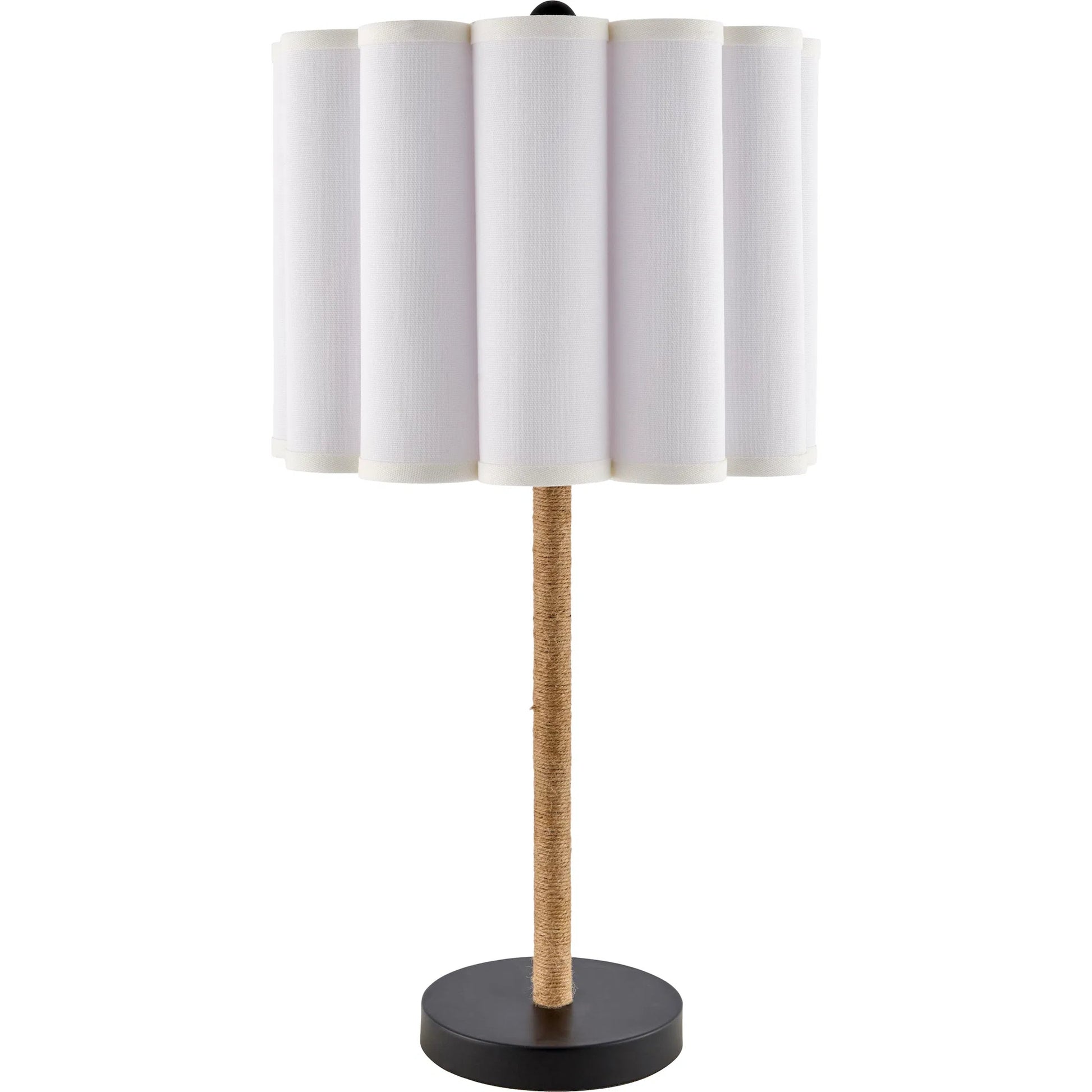 Dinnan Accent Table Lamp by Livabliss in beige, black and inlaid, painted. Made from paper, iron, linen in a modern style.