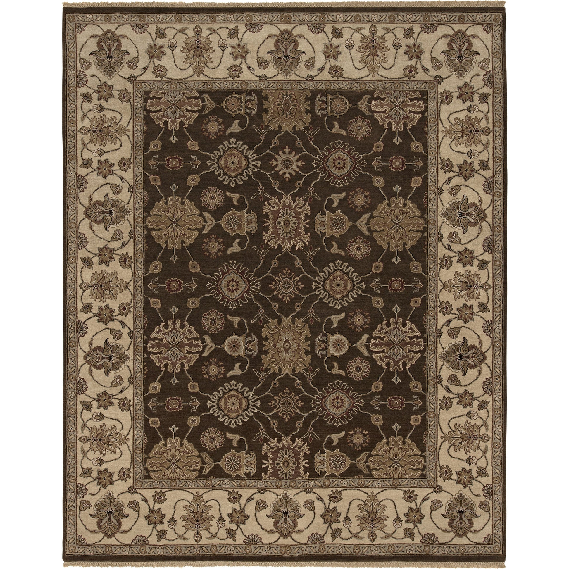 DIN-1595 Rug by Surya in ivory, dark brown, tan, olive. Made from 100% wool in a unique style.