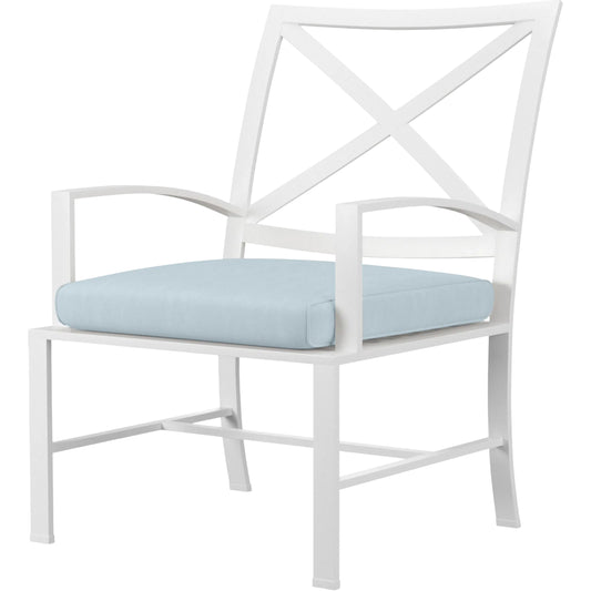 Bristol Outdoor Dining Chair in Canvas Flax w/ Self Welt by Sunset West. Made from aluminum in a modern style.