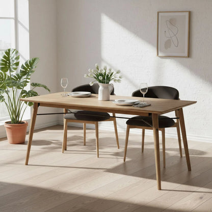 Distillery Dining Table by LH Imports in natural, black. Made from european oak, metal frame in a unique style.