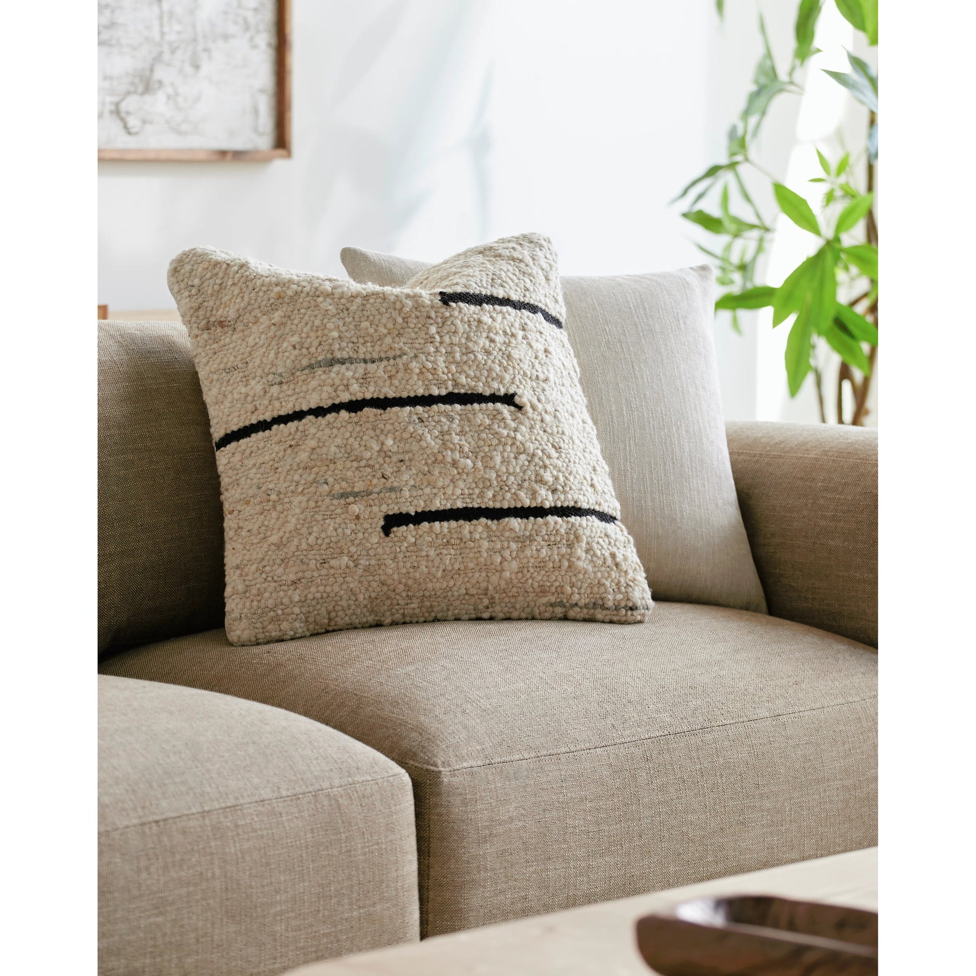 Divided Accent Pillow - 487442 by Surya in ivory, charcoal, cream. Made from wool, cotton in a modern style.