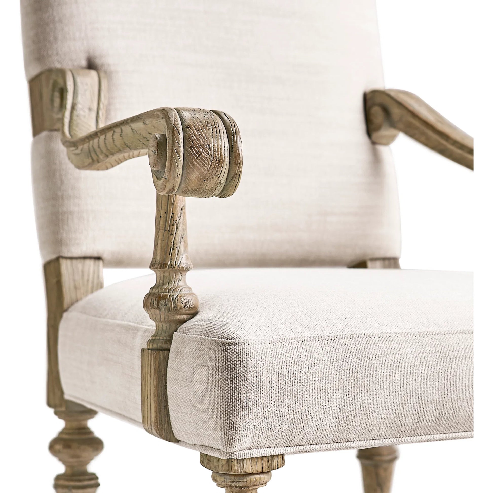 Sagehill Upholstered Arm Chair (Set of 2) by Jonathan Charles in timberon grey oak. Made from oak in a traditional style.