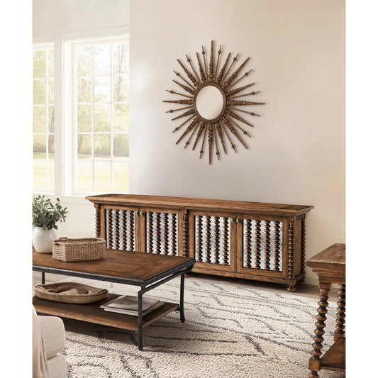 Tamarisk Entertainment Credenza by Jonathan Charles in medium spain walnut. Made from main acacia veneer in a unique style.
