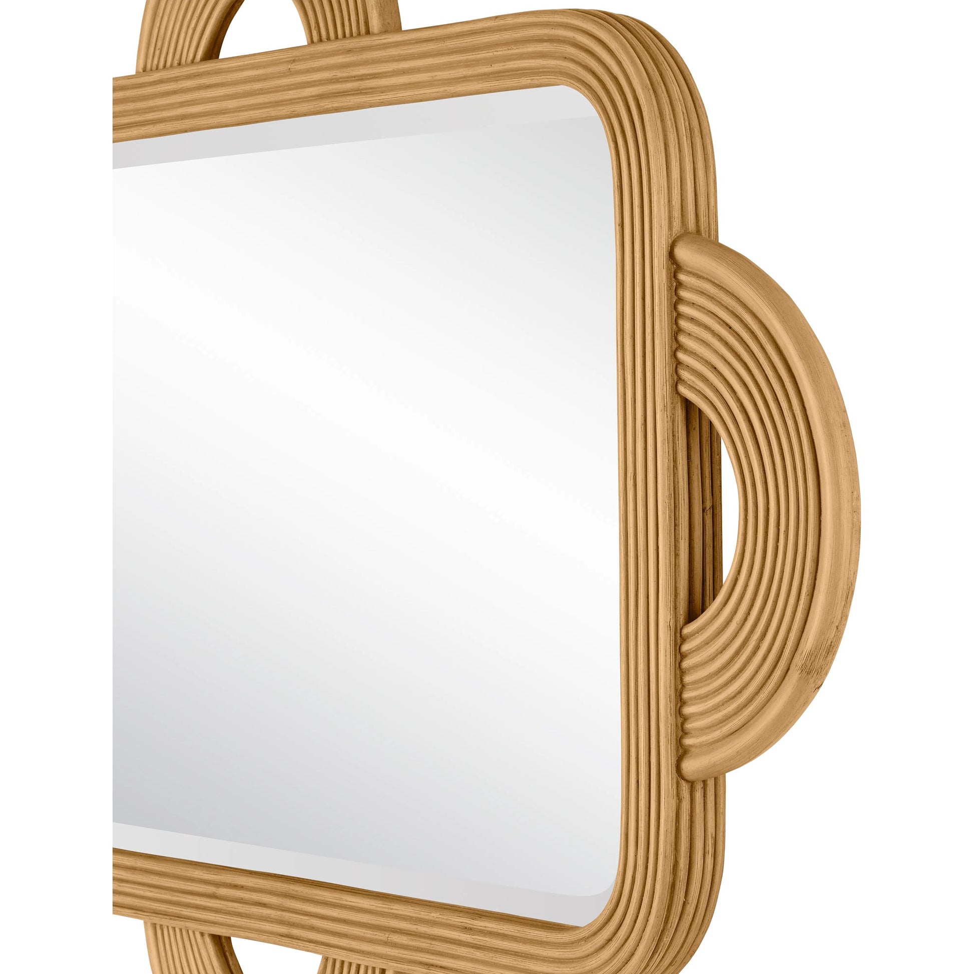 Santos Rectangular Mirror by Currey and Company in navy. Made from rattan, mahogany, glass in a modern style.