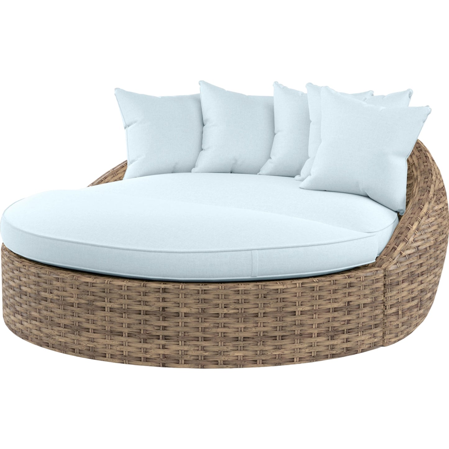 001 SI-2166744,SI-2166749 | Primary Silo | Havana Outdoor Round Daybed by Sunset West in tobacco. Made from resin wicker in a modern style.