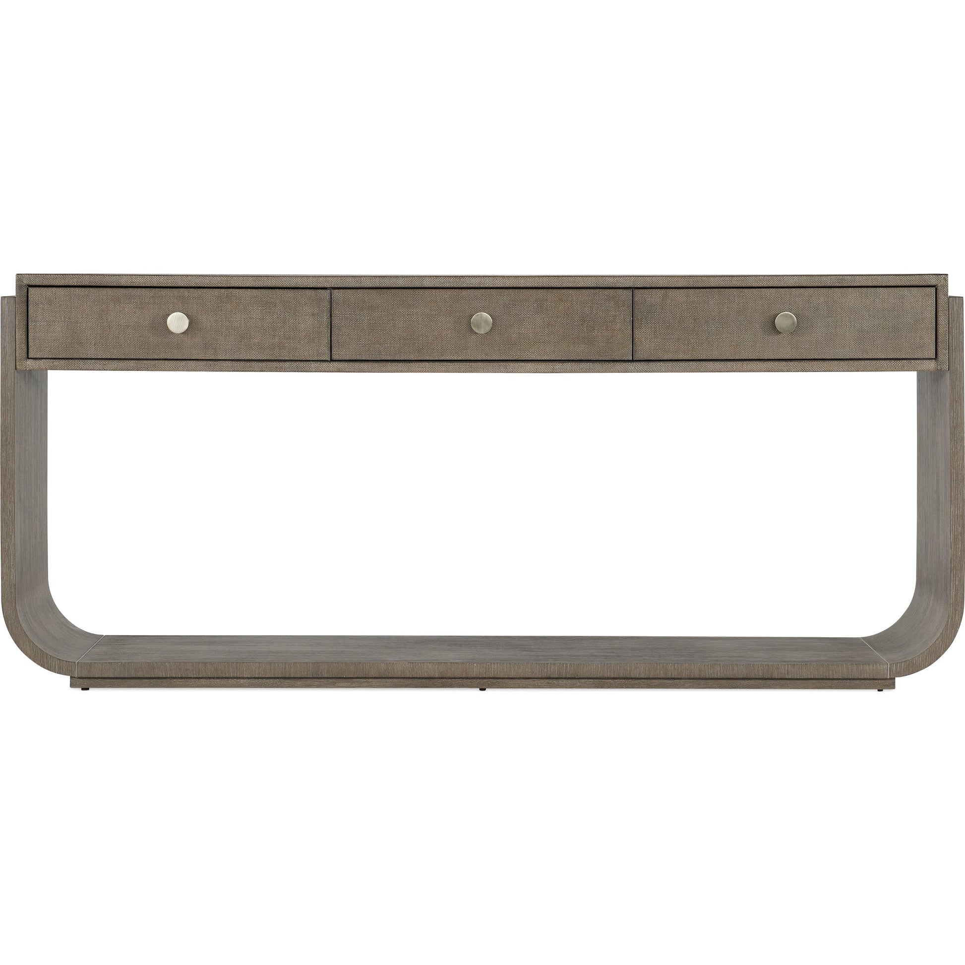 Modern Mood Console Table by Hooker Furniture. Made from oak veneers, raffia in a modern style.
