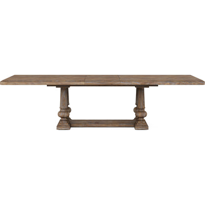 Architrave Trestle Dining Table by A.R.T. Furniture in almond. Made from pine solids and veneer, resin in a traditional style.