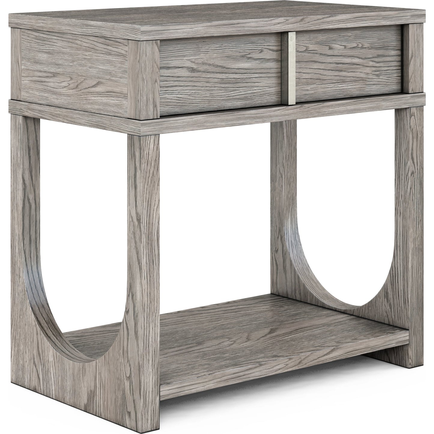 001 SI-2065341 | Primary Silo | Vault Nightstand by A.R.T. Furniture in gray and mink. Made from parawood solids, white oak veneers in a modern style.