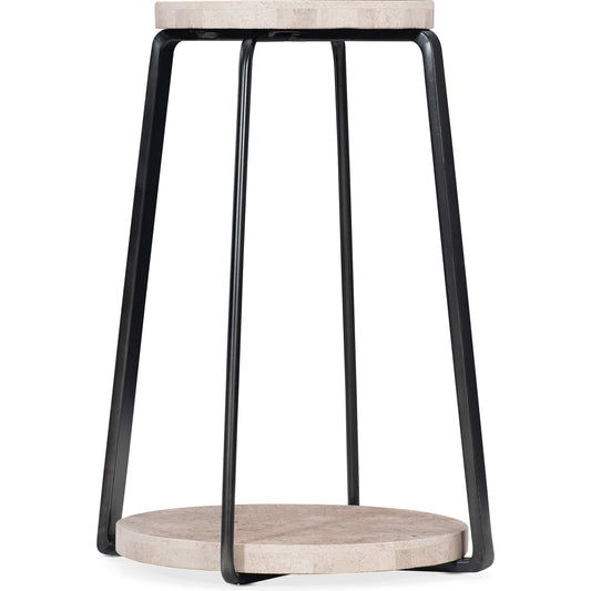 Commerce & Market Accent Table by Hooker Furniture in cream. Made from white travertine stone, carbon steel in a transitional style.