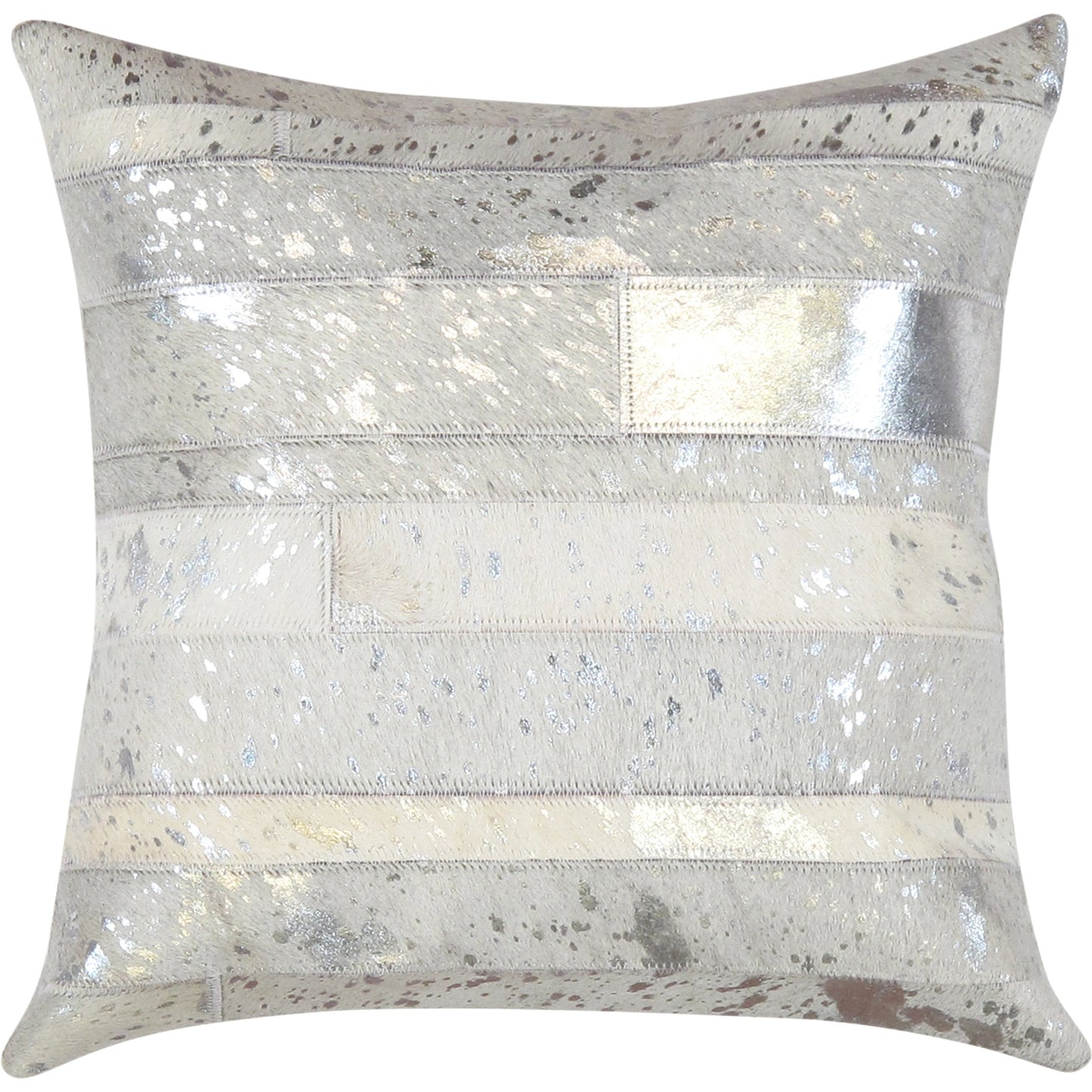 001 SI-2030368 | Primary Silo | Cowhide Throw Pillow by Pasargad Home in silver. Made from cowhide in a modern style.