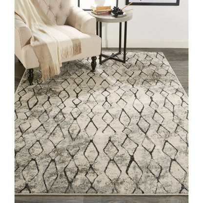 Kano Transitional Diamond Rug - 3872F by Feizy in ivory, gray, taupe. Made from polypropylene, polyester in a unique style.