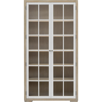 Contemporary 5-Shelf Glass Door Bookcase by Pulaski Furniture in natural wood, white. Made from oak wood veneers in a unique style.