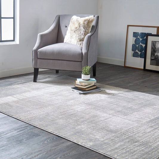 Aura Rug - 3736F by Feizy in gray, ivory. Made from polyester, polypropylene in a unique style.