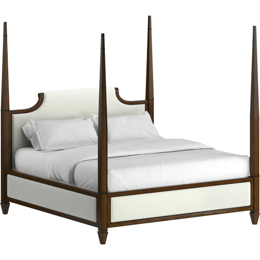 Eave Upholstered Bed by A.R.T. Furniture in off-white and hazelnut. Made from poplar, parawood solids, walnut veneer in a unique style.