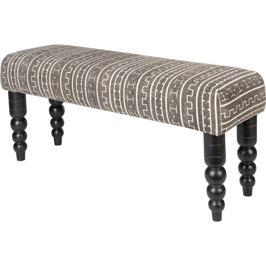 Dakar Bench - 32294 by Surya in base: black and lacquered. Made from top: 100% cotton, fill: 100% foam, base: wood in a traditional style.