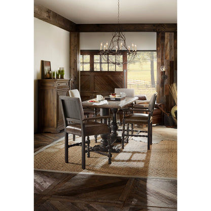 Comfort Counter Stool by Hooker Furniture in brown and anthracite black. Made from fabric, leather in a traditional style.