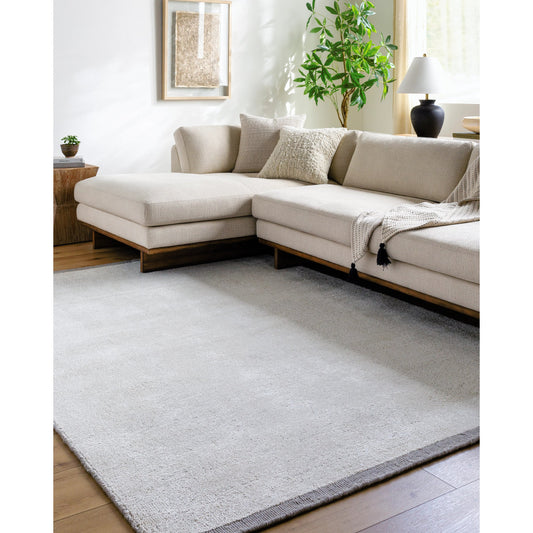 Dalia Rug - 495520 by Surya in light silver. Made from face: 70% viscose, 30% wool, warp: 100% cotton in a unique style.