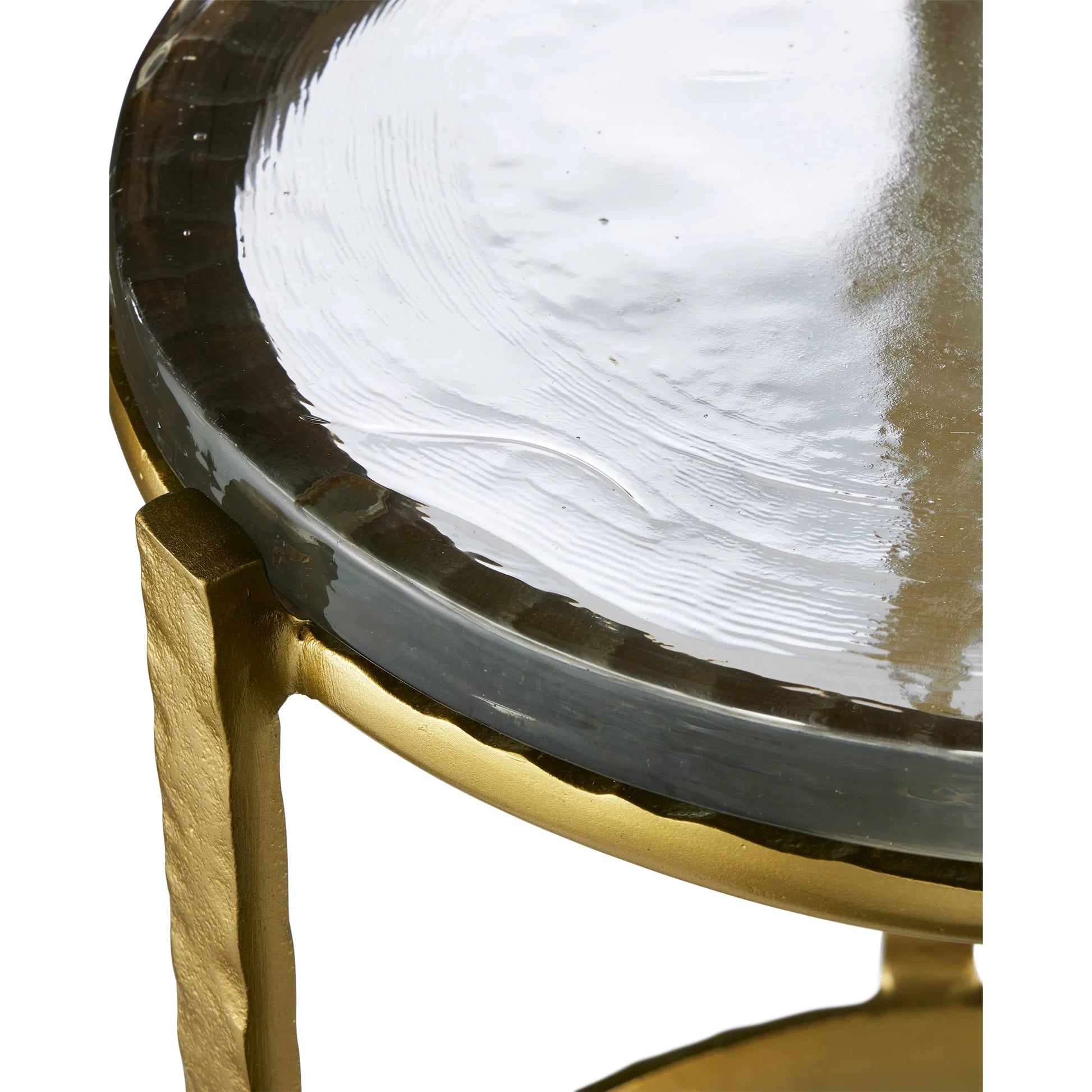 Acea Drinks Table by Currey and Company. Made from cast aluminum, cast glass in a modern style.