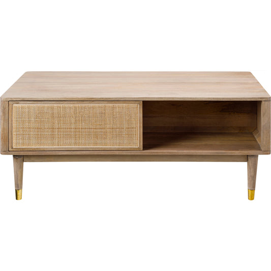 Dalma Coffee Table - 32762 by Surya in top: wood, base: wood and lacqueredlacquered. Made from top: wood, base: manufactured wood, base: rattan, base: wood in a cottage & farmhouse style.