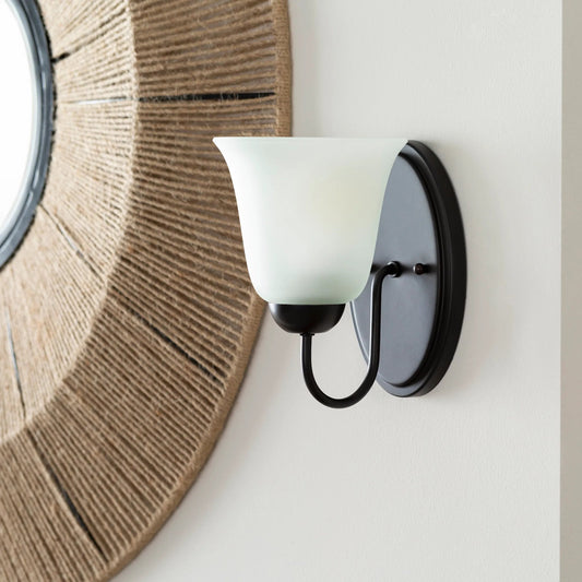 Dallas Wall Sconce - 24030 by Surya in dark brown and paintedpowder coatedfrosted. Made from glass, metal in a traditional style.